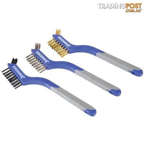 Wire Brush Sets 3 piece Each Small Set 3 Row Bristles Length 175mm Kincrome...