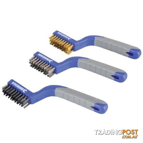 Wire Brush Sets 3 Piece Each Medium Set 3 Row Bristles Length 180mm Kincrome...