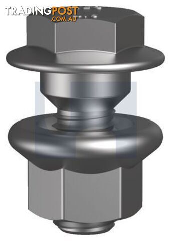M12 X 30mm Zinc Plated RoHS Compliant Finish Shoulder Purlin Bold & Nut Class...