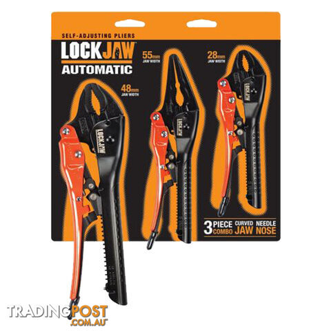 Locking Plier Set 3 Piece 175/250mm Curved / 200mm Needle Lockjaw L2930001