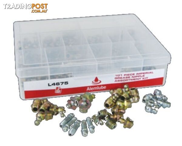 Industrial Grease Nipple Assortment Kit 101 Piece Alemlube L4675