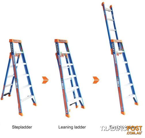 Fibreglass Ladder 2.4 Metres Multipurpose Step/Leaning/Straight Bailey FS13886
