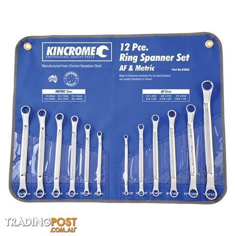 Ring Spanner Set 12 Piece Imperial & Metric Kincrome K3052