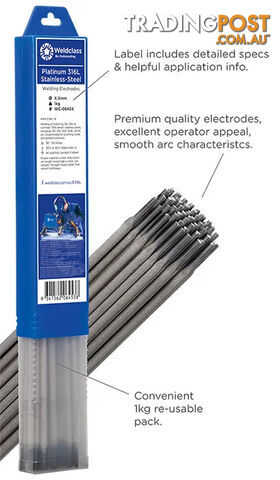 Stainless-Steel Electrodes 316L 2.0mm 1 Kg Weldclass WC-06453