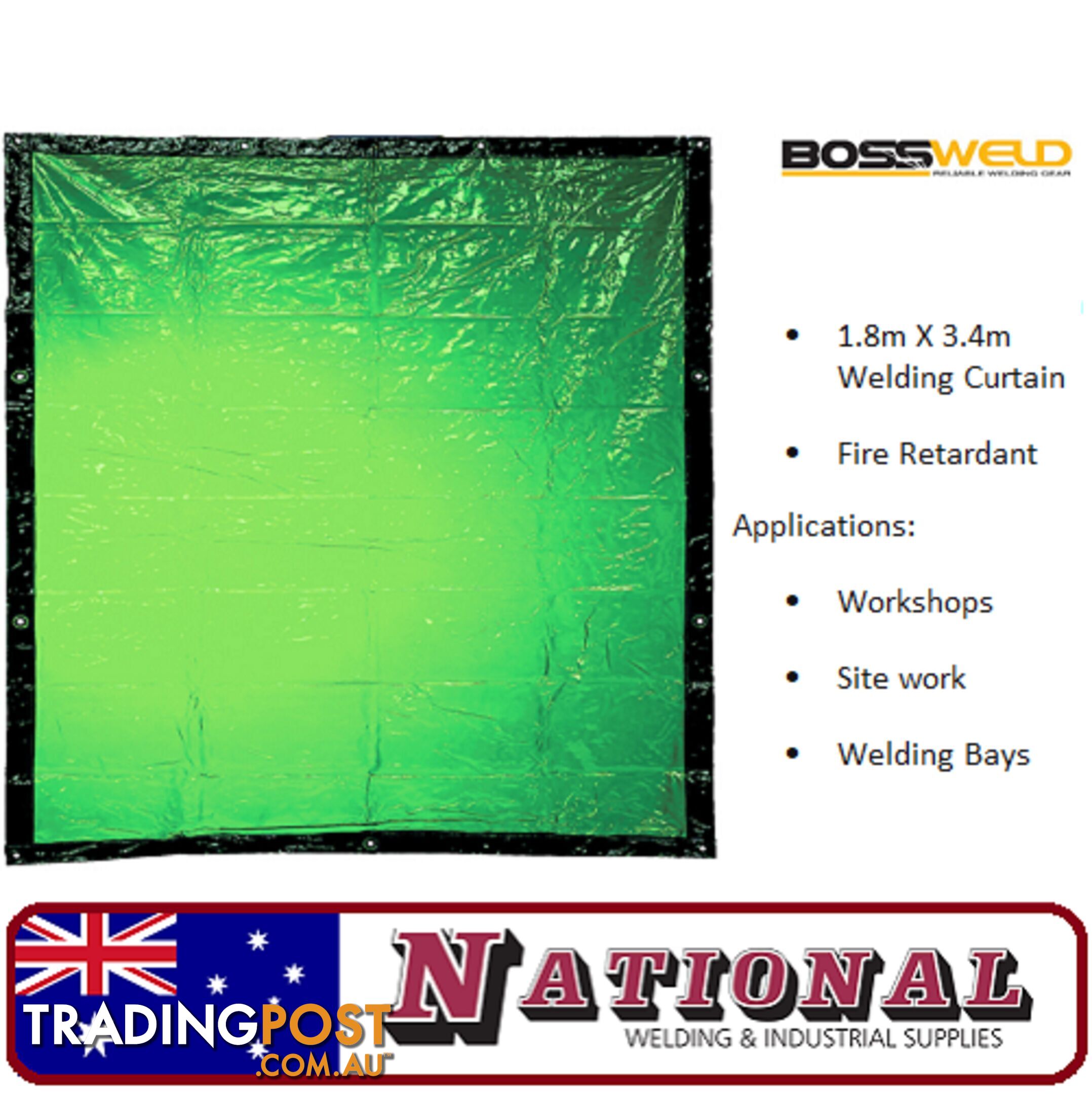 Welding Curtain / Screen 1.8 Metres X 3.4 Metres Green 700104