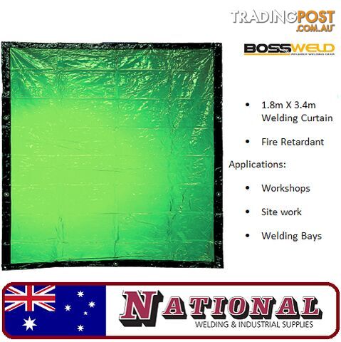 Welding Curtain / Screen 1.8 Metres X 3.4 Metres Green 700104