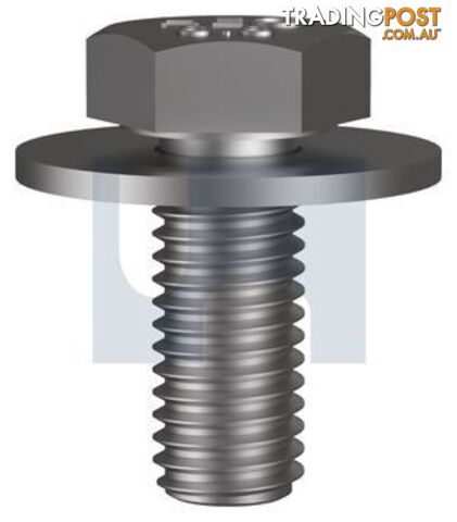 M10 X 25mm Zinc Plated Rohs Compliant Finish Sems Hex Bolt Flat Washer Class 8.8...