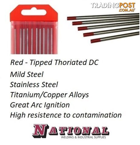 1.6mm 2% Thoriated Tig Tungsten Electrodes Pack of 10 T16TH