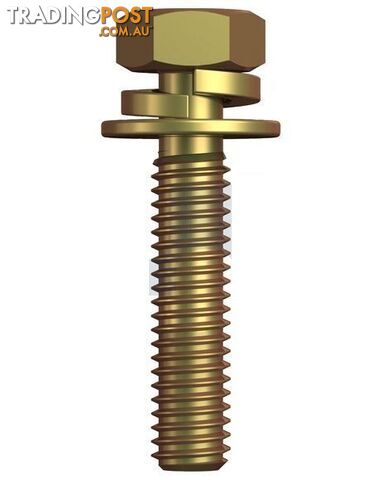 Zinc Yellow Passivate Finish SEMS HEX Phillips Bolt SPR/FLT WSH Class 8.8 Metric...