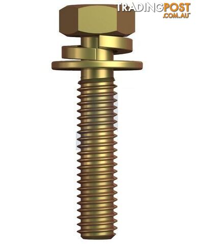 Zinc Yellow Passivate Finish SEMS HEX Phillips Bolt SPR/FLT WSH Class 8.8 Metric...