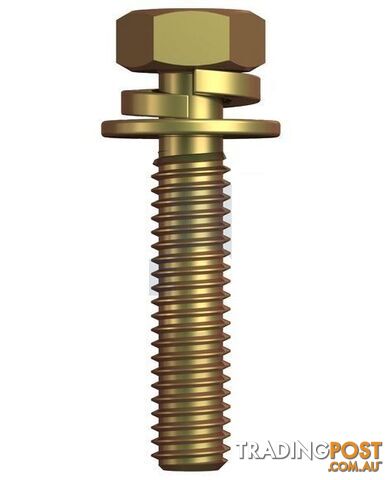 Zinc Yellow Passivate Finish SEMS HEX Phillips Bolt SPR/FLT WSH Class 8.8 Metric...