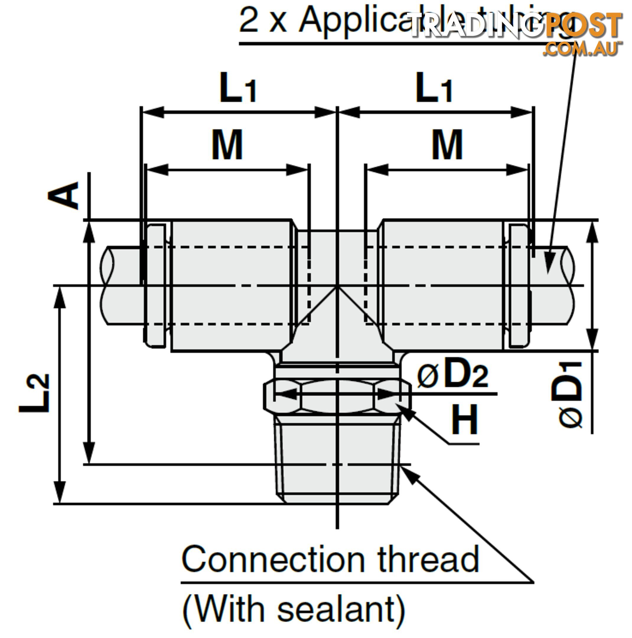 10mm TEES KQ2T10-01NS 10 x 1/8