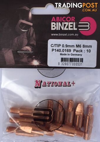 0.9mm Aluminium M6 8mm 28mm Binzel contact tip Pk:10 P141.0004