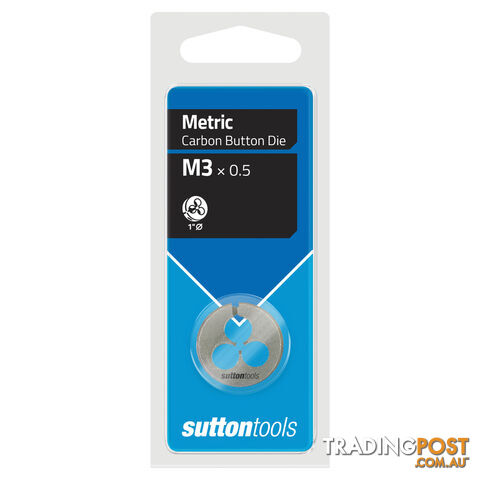 Metric Carbon Button Die M400 M 3x0.5 TCA 1 OD Sutton Tools M4000300