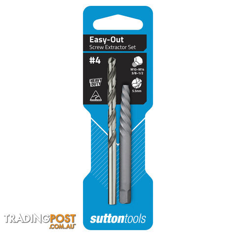 Screw Extractor M602 No.4 Set With 5.5mm Drill Carded Sutton Tools M6020004 Pack...