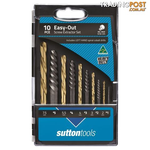 Sutton Screw Extractor Set 10Pce 2.0 to 7.5mm L/H Drills M603S20L