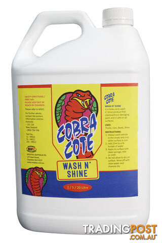 Cobra Cote Wash N' Shine 5L Shampoo M611 Pack of 2