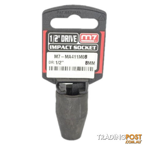Impact Socket With Hang Tab 1/2" Drive 6 Point 8mm M7 M7-MA411M08