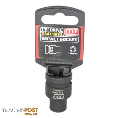 Impact Socket With Hang Tab 1/2" Drive 6 Point 10mm M7 M7-MA411M10