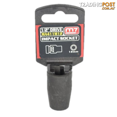 Impact Socket With Hang Tab 1/2" Drive 6 Point 12mm M7 M7-MA411M12