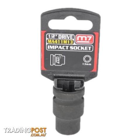 Impact Socket With Hang Tab 1/2" Drive 6 Point 13mm M7 M7-MA411M13