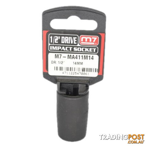 Impact Socket With Hang Tab 1/2" Drive 6 Point 14mm M7 M7-MA411M14