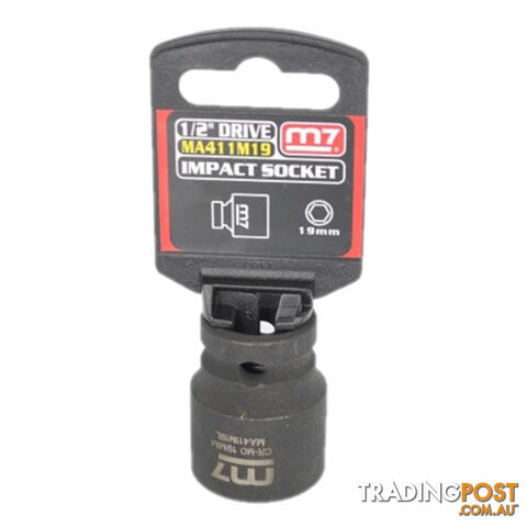 Impact Socket With Hang Tab 1/2" Drive 6 Point 19mm M7 M7-MA411M19