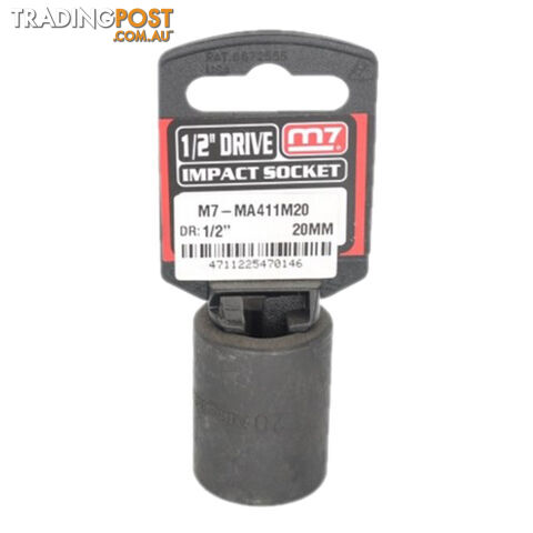 Impact Socket With Hang Tab 1/2" Drive 6 Point 20mm M7 M7-MA411M20