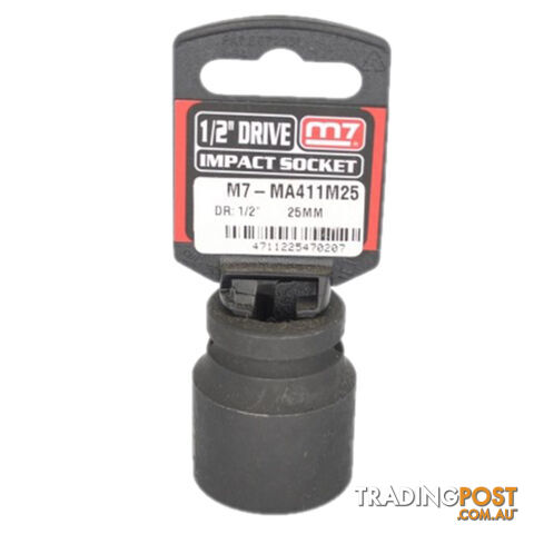 Impact Socket With Hang Tab 1/2" Drive 6 Point 25mm M7 M7-MA411M25
