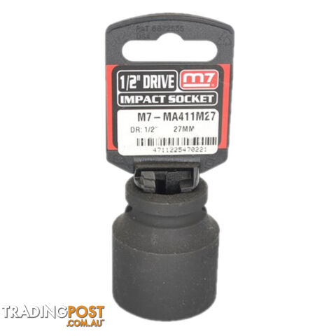 Impact Socket With Hang Tab 1/2" Drive 6 Point 27mm M7 M7-MA411M27