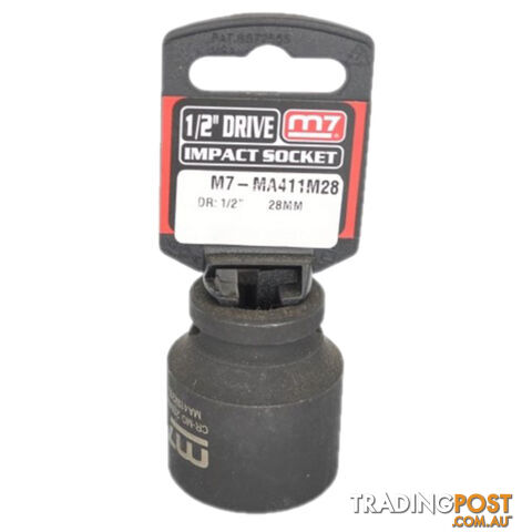 Impact Socket With Hang Tab 1/2" Drive 6 Point 28mm M7 M7-MA411M28