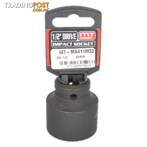 M7 Impact Socket With Hang Tab 1/2" DR 6 Point 32MM M7-MA411M32