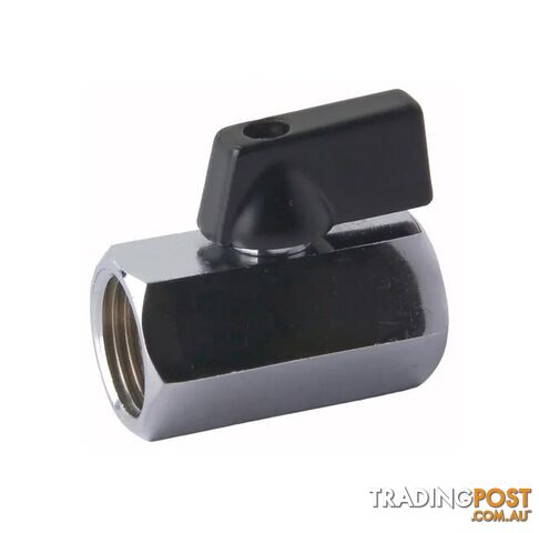 Ball Valve Mini Brass F/F 10mm (3/8IN BSP) Thread Black Handle MBVF10