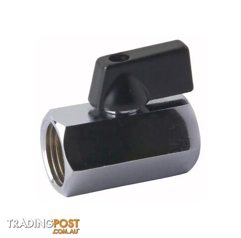 Ball Valve Mini Brass F/F 6mm (1/4IN BSP) Thread Black Handle MBVF6