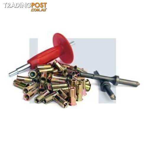 M10 X 30mm Zinc Yellow Passivate Finish Drop-In-Anchor With Lip Bucket Knurled/...