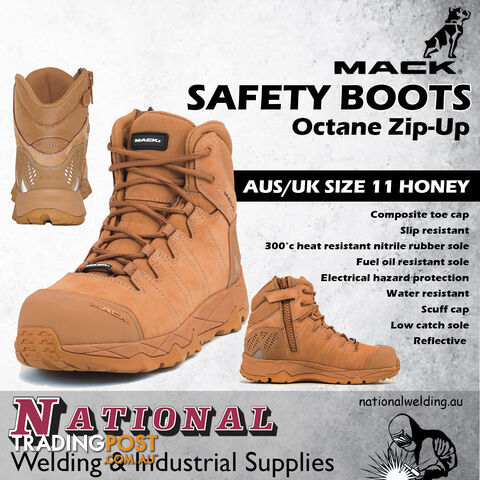 Safety Boots Octane Zip-Up  Aus/UK Size 11 Honey Mack MKOCTANEZHHF0110 - photo 2 of 4