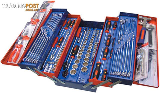 190 Piece 1/4″, 3/8″ & 1/2″ Dr. Metric & SAE Starter Tool Set (with Portable...