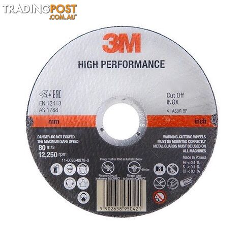 High Performance Cut-Off Wheel 115mm x 2.5mm 3M XA009104408 Pack of 25