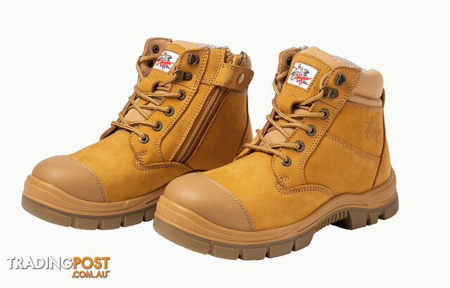 Side Zip Boot With Scuff Cap 6" Wheat Composite Capped Toe Size 11 Miami-11