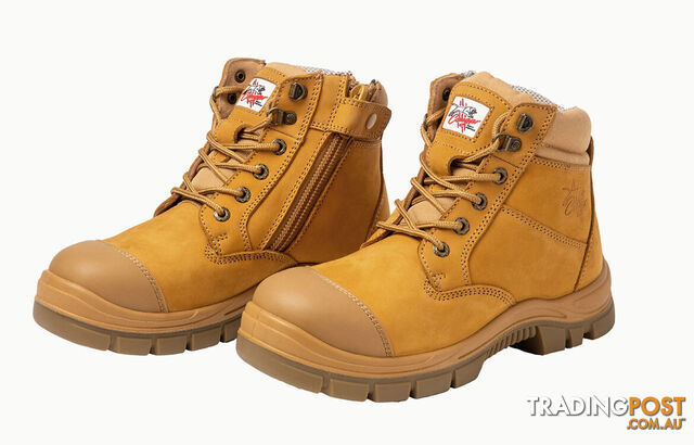 Side Zip Boot With Scuff Cap 6" Wheat Composite Capped Toe Size 8 Miami-8