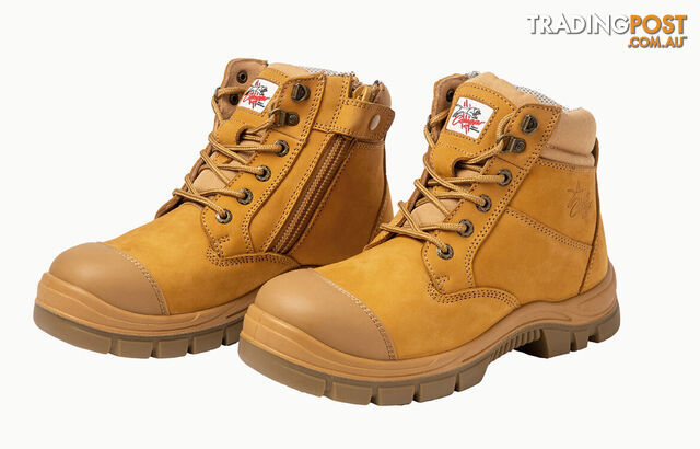 Side Zip Boot With Scuff Cap 6" Wheat Composite Capped Toe Size 9 Miami-9
