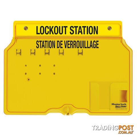 4-Lock Covered Station with Trilingual Labels Unfilled Masterlock 1482B