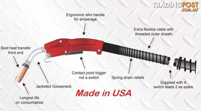 Heavy Duty Mig Gun Euro 450 AMP 15Ft Profax HDX450-116-15