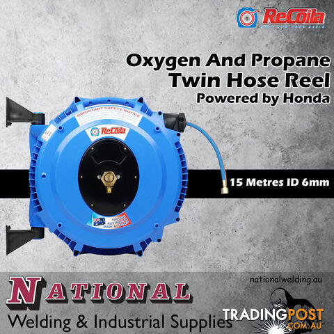 Oxygen And Propane Twin Hose Reel 15 Metres ID 6mm Including Hose Recoila OP615 - photo 2 of 4