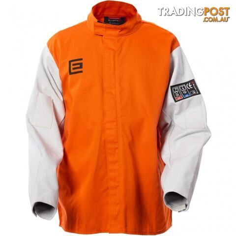 Proban High Visibility Orange 5XL Welding Jacket With Grain Leather Sleeves...