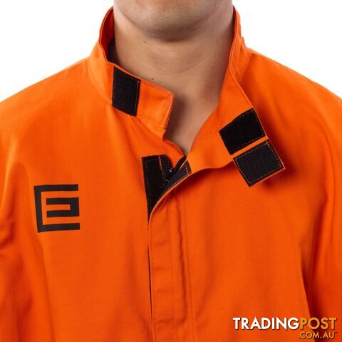 High Visibility Orange Welding Jacket with Grain Leather Sleeves Size LRG...