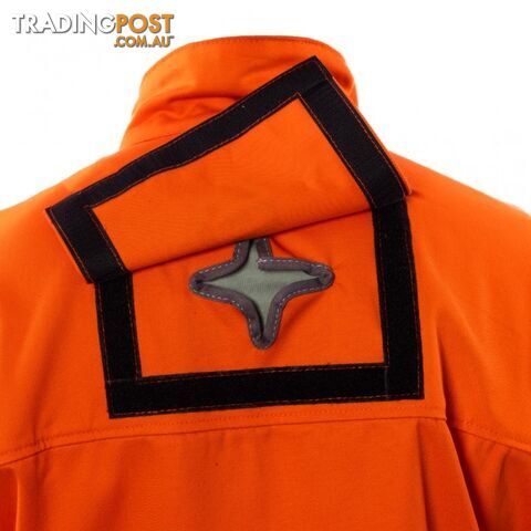 High Visibility Orange Welding Jacket with Grain Leather Sleeves and Reflective Trim Size MED Elliotts OPWJ30CST1M - photo 3 of 5