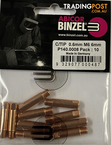 0.6mm Steel M6 6mm 25mm Binzel contact Tips P140.0008 Pkt : 10