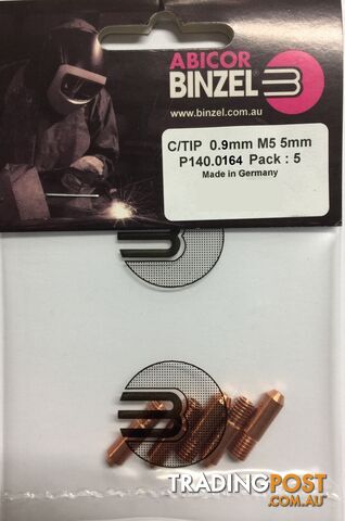 0.9mm M5 5mm Steel Contact Tip Pk: 5 Binzel P140.0164.5
