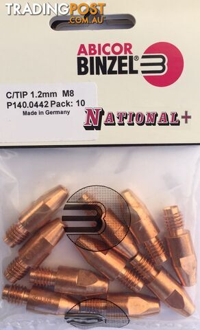 1.2mm Steel M8 10mm 30mm contact tip Binzel Pk:10 P140.0442